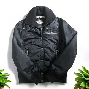 HARLEY DAVIDSON Coat Black Nylon Jacket Snap and Zip Motorcycle Women’s Size XS